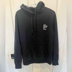 Black Hoodie with White Text Tentree